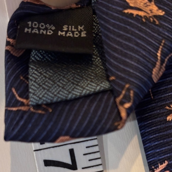 Lederer de Paris Blue and Pink Moose Tie - Picture 4 of 7